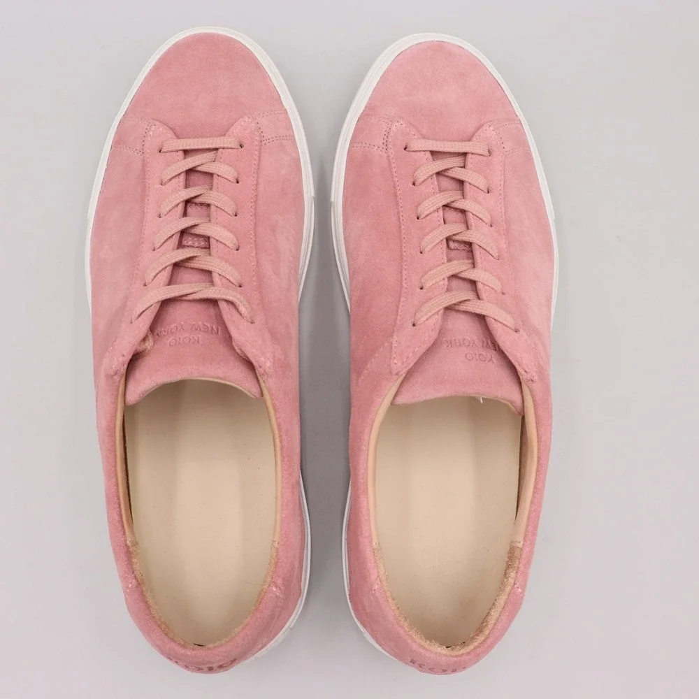 Koio Capri Pink Suede Low Top Sneakers Mens Size 10 US Casual Made in Italy